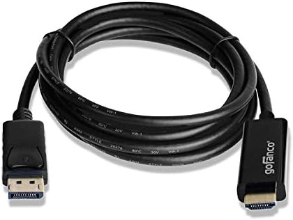 gofanco 6 Ft. DisplayPort 1.2-4K HDMI Kablo Adaptörü [Altın Kaplama] DP Sistemleri için HDMI Ultra hdtv'lere veya Monitörlere (DP4kHDMI6F)