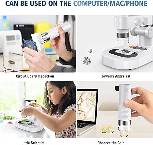 WENLII 400X USB Çocuk Biyolojik Dijital Elektronik Taşınabilir Mikroskop Kiti Telefon PC için Ev Okul Bilim Eğitim (Renk : DDL-M1-Standard)