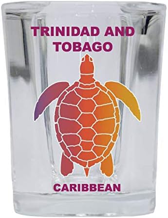 Trinidad ve Tobago Karayip Hatıra Gökkuşağı Kaplumbağa Tasarım Kare Shot Cam