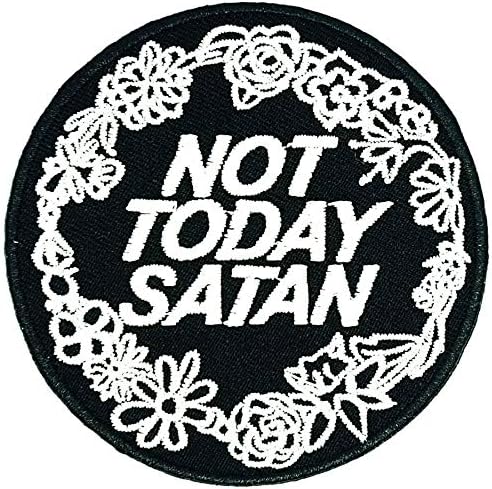 Bugün değil Şeytan (Siyah ve Beyaz) yama Komik Sloganı Şaka Rockabilly İşlemeli Biker Yama Biker Demir on / Yama dikmek