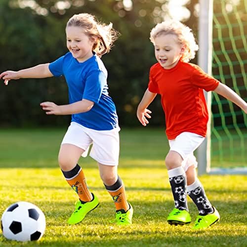 6 Pairs Çocuk Gençlik futbol çorapları Pamuk Atletik Çorap Futbol Topları Spor Çocuk Çorap Diz üstü tüp Çorap Gençler için (Futbol)