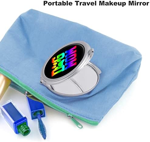 Köpek Anne Gökkuşağı Pawprint Kompakt Cep Aynası Taşınabilir Seyahat Kozmetik Ayna Katlanır Çift Taraflı 1x / 2x Büyüteç