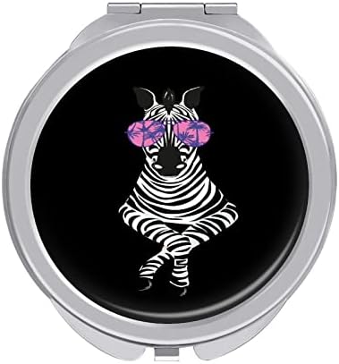 Serin Zebra Kompakt Cep Aynası Taşınabilir Seyahat Kozmetik Ayna Katlanır Çift Taraflı 1x/2x Büyüteç