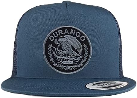 Trendy Giyim Mağazası Büyük Boy XXL Durango Meksika Yama 5 Panel Flatbill Kamyon şoförü Şapkası