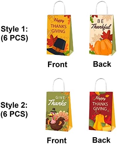 12 adet Mutlu Güz hediye keseleri Set Şükran Hediye saplı çanta Güz Yaprak Kabak Türkiye Kraft Kağıt Torbalar Çanta Baskı Teşekkür