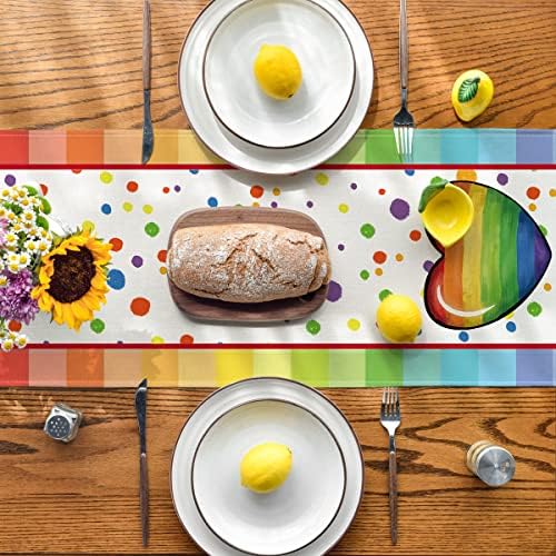 Artoid Modu LGBT Gurur Gökkuşağı Aşk Kalp Masa Koşucu, gurur Eşcinsel Lezbiyen Panseksüel Tatil Mutfak yemek masası Dekorasyon Ev Partisi