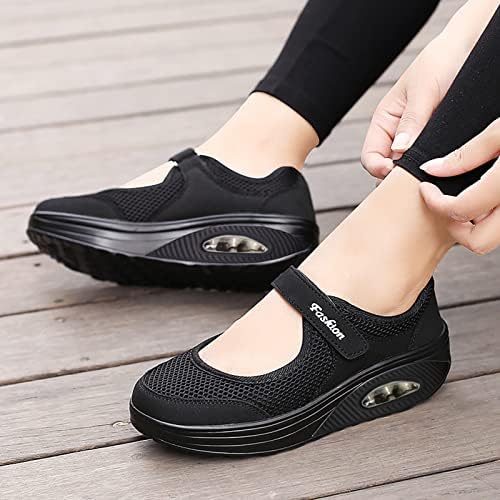 PGOJUNI platform sandaletler Kadınlar için, Bayan Nefes Örgü Yürüyüş Katır Sneakers Aç Geri Üzerinde Kayma gündelik ayakkabı Ayakkabı
