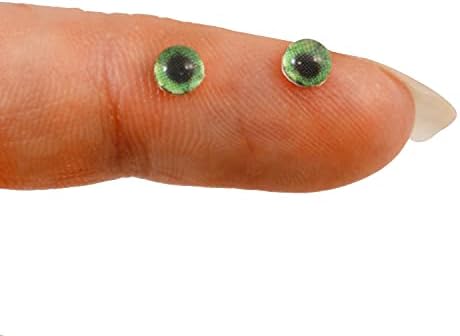 4mm Küçük Yeşil İnsan Cam Gözler Çift Küçük Flatback Cabochons Oyuncak Heykel Polimer Kil Sanat Bebek veya Takı Yapımı