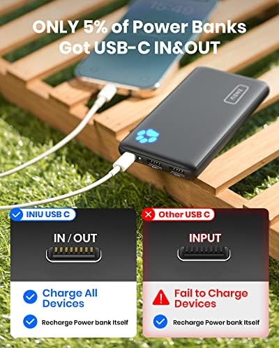 INIU [2 Paket] Taşınabilir Şarj Cihazı, En İnce ve En Hafif USB C 10000mAh Güç Bankası, Üçlü 3A Yüksek Hızlı Telefon Pil Takımı iPhone