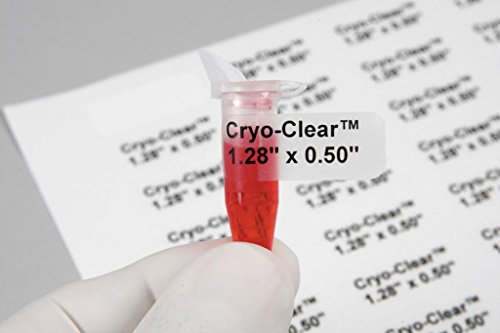 Lazer Yazıcılarla Kullanım için Çeşitlendirilmiş Biyoteknoloji CLEAR-170 Cryo-Clear Lazer Etiket, 1.28 Uzunluk x 0.50 Genişlik (1700'lü
