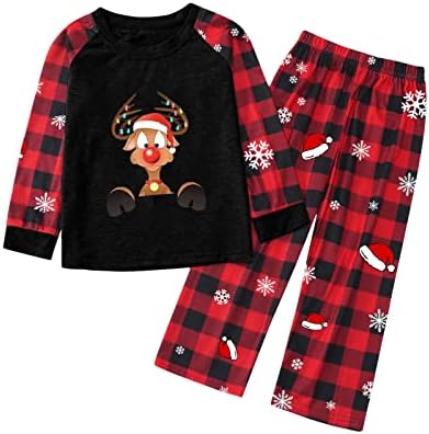 Pijama Aile Seti Eşleşen Noel Aile Eşleştirme Noel Pijama Seti Ekose Kollu Desen Baskı Festivali İçin