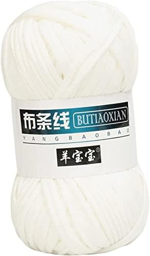 Bddalpke 30M Yumuşak Kumaş Bez Örgü İpliği DIY Oya Tığ İşi Örgülü İplikler Dalgalı İplik Şapka, Halı T Shirt, battaniye Yapımı (Beyaz)