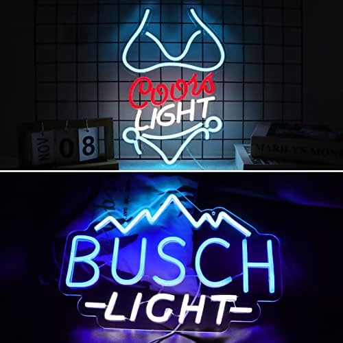 Busch ışık Neon tabelalar 15.7 * 11 inç(mavi+beyaz) + Bikini Busch ışık Neon tabelalar 16.1 * 9.8 inç (Azure + kırmızı + beyaz)