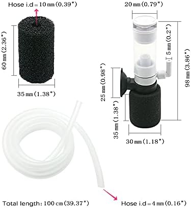 IAFVKAI Mini akvaryum sünger Filtre Ultra Sessiz 3-in-1 Filtrasyon Sistemi hava pompası filtresi ile 1 M Tüp ve 1 pcs Ön sünger filtre