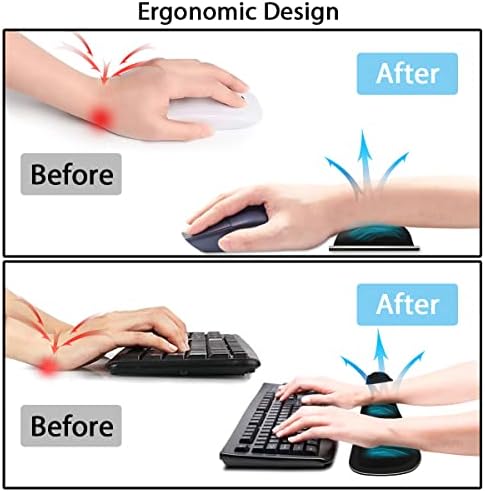 Klavye Mouse Pad Seti, masa pedi + Klavye Bilek Desteği + Bilek Desteği, Kolay Yazma Ağrı kesici, 3 Adet (31.5×11.8 inç) ergonomik