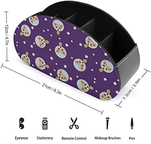 Sevimli Uzay Köpek Desen Uzaktan Kumanda Tutucular PU Deri Caddy Depolama Organizatör Kutusu 5 Bölmeli Ev Ofis Malzemeleri için
