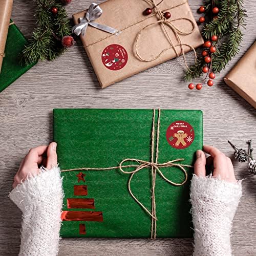 LEVSUPTY 500 Adet 1.5 İn 8 Tasarımlar Yuvarlak Noel Etiketleri, Kartlar için Noel Çıkartmaları, Noel Zarf Çıkartmaları, zarflar Noel