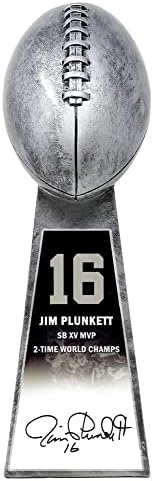 Jim Plunkett İmzalı Futbol Dünya Şampiyonu 15 İnç Çoğaltma Gümüş Kupa-NFL İmzalı Çeşitli Ürünler