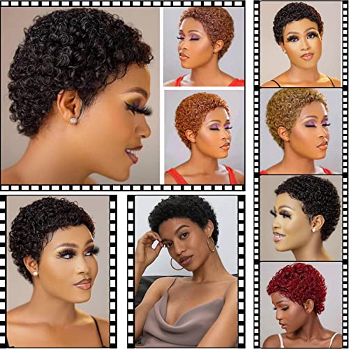 Guree Saç Tutkalsız Aşınma ve Gitmek Peruk kısa kıvırcık insan saçı Peruk Siyah Kadınlar için Tam Makine Yapımı Peruk Koyu Kahverengi