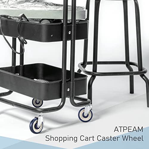 ATPEAM Alışveriş Sepeti Tekerleği | Donanımlı Poliüretan Alışveriş Sepeti Tekerlekleri | Alışveriş Sepeti için 4'lü Paket 5 inç Jantlar