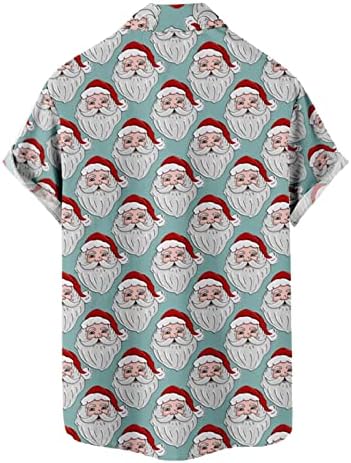 WOCACHİ Noel Düğme Aşağı Gömlek Mens Kısa Kollu Komik Noel Noel Baba Baskı Rahat Parti Tasarımcı Gömlek