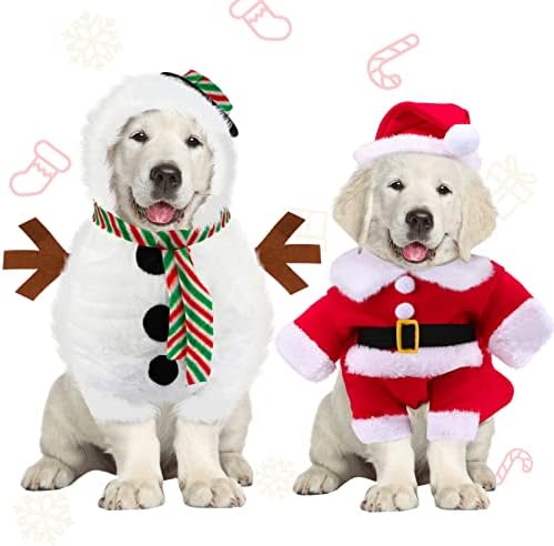 2 Adet Noel Köpek Giysileri Hoodie ve Noel Baba Pet Köpek Kostüm Seti Kış Köpek Kardan Adam Kazak Kıyafet Noel Pet Komik Pijama (Küçük)