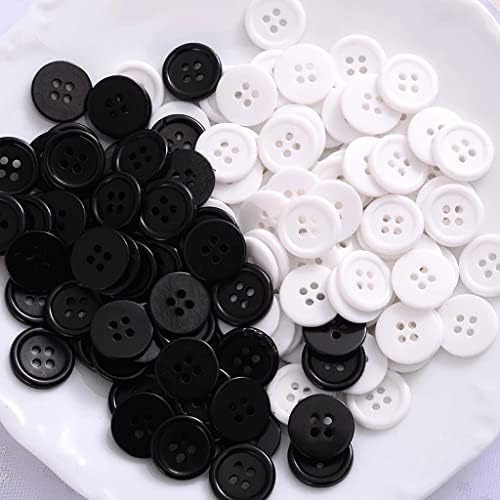 yok 15mm 50 Adet Siyah Beyaz Düğme Yuvarlak 4 Delik Elbise Gömlek DIY Düğme Giyim Aksesuarları