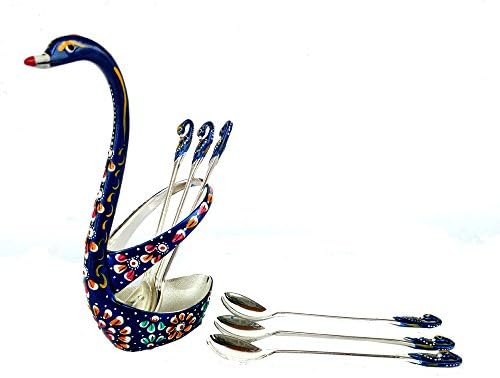 Rastogi El Sanatları Gümüş Kaplama çatal bıçak kaşık seti (7'li paket) Espresso, Çay, Tatlı, şeker kaşığı